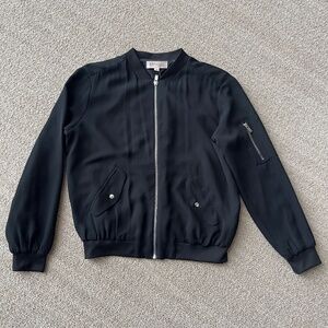 Philosophy lightweight black bomber jacket with full zip and sleeve detail. S